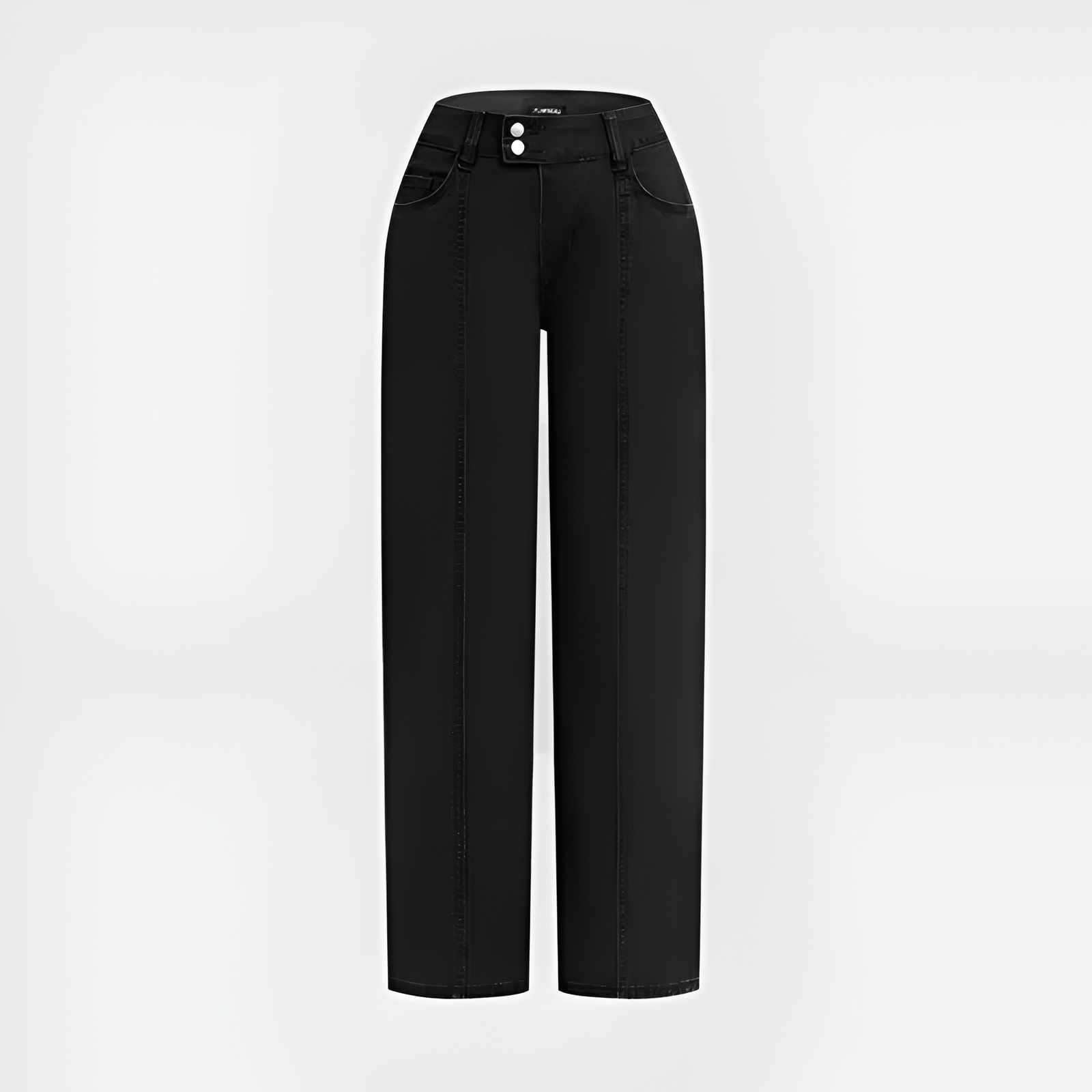 Solid Seam Front Mid Rise Straight Leg Pants Mid Rise Stretch Fabric Casual Trousers - Image 4