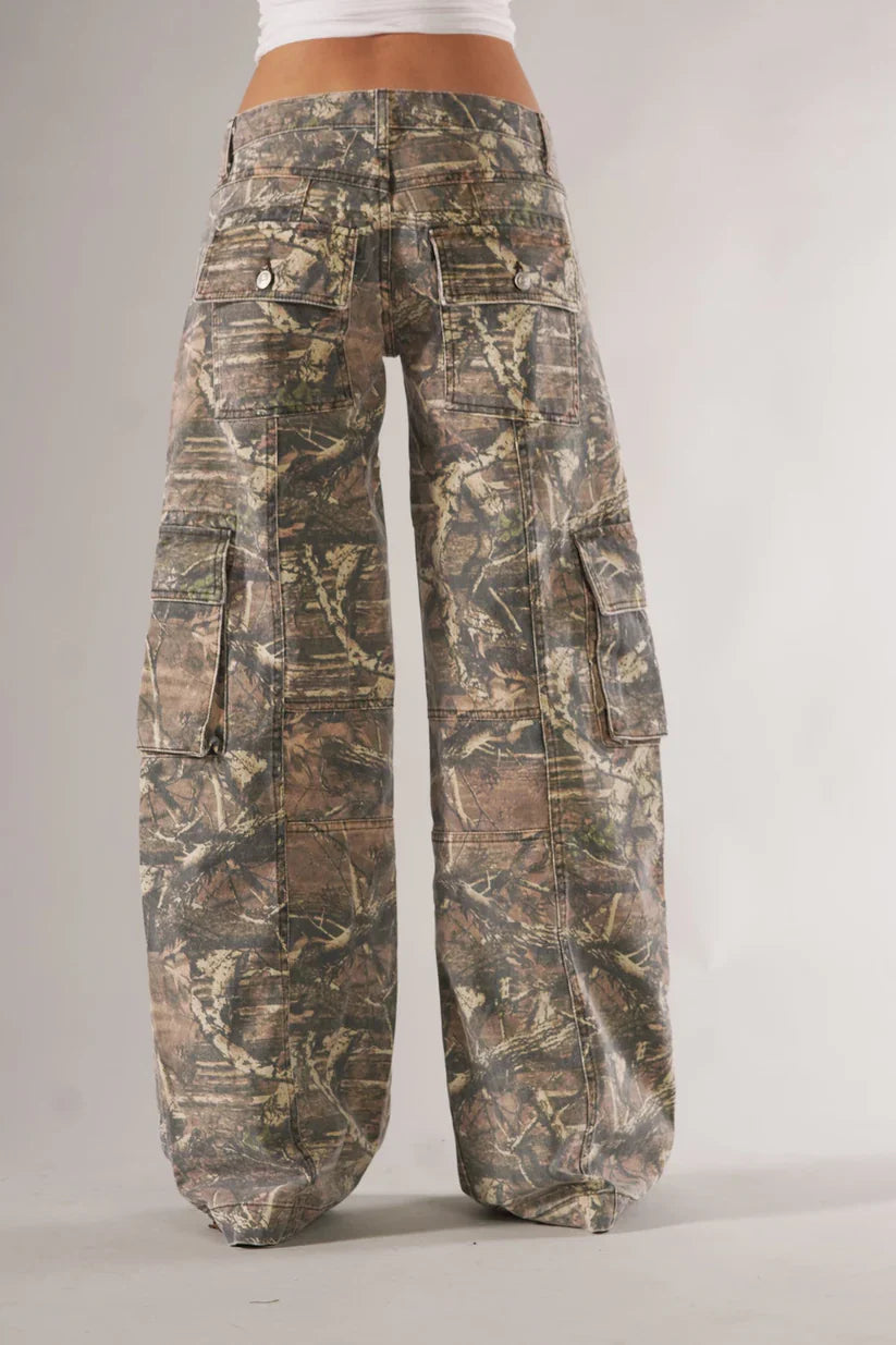 Camo Patterned Cargo Pants – full length outfit view