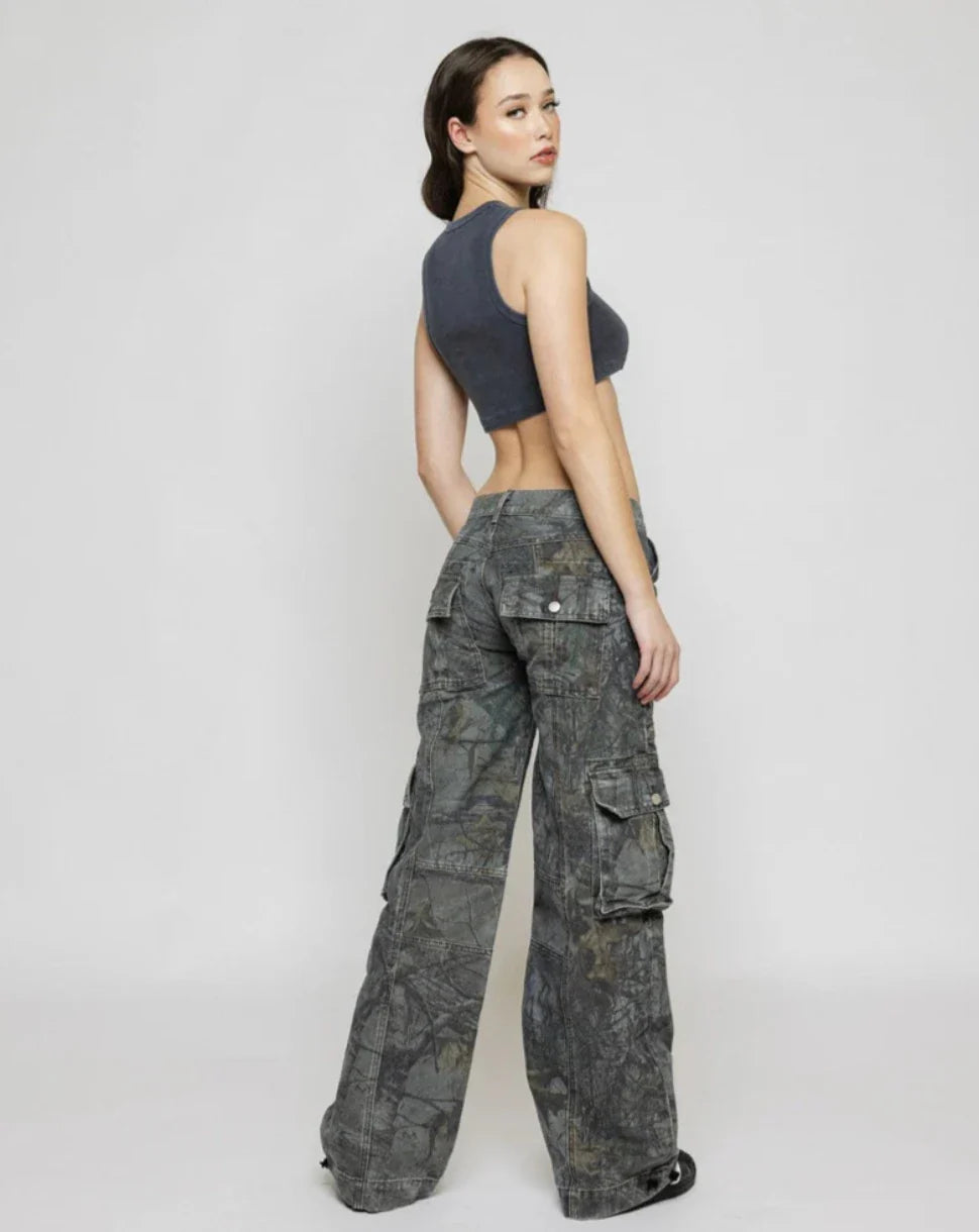 Camo Patterned Cargo Pants – back view detail