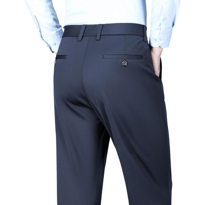 Regular Fit Dress Pants With Flat Front Style For Men – full length outfit view
