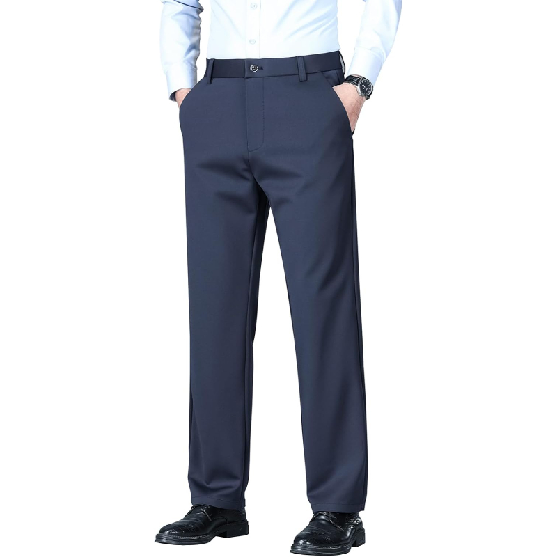 Regular Fit Dress Pants With Flat Front Style For Men – pocket detail close-up