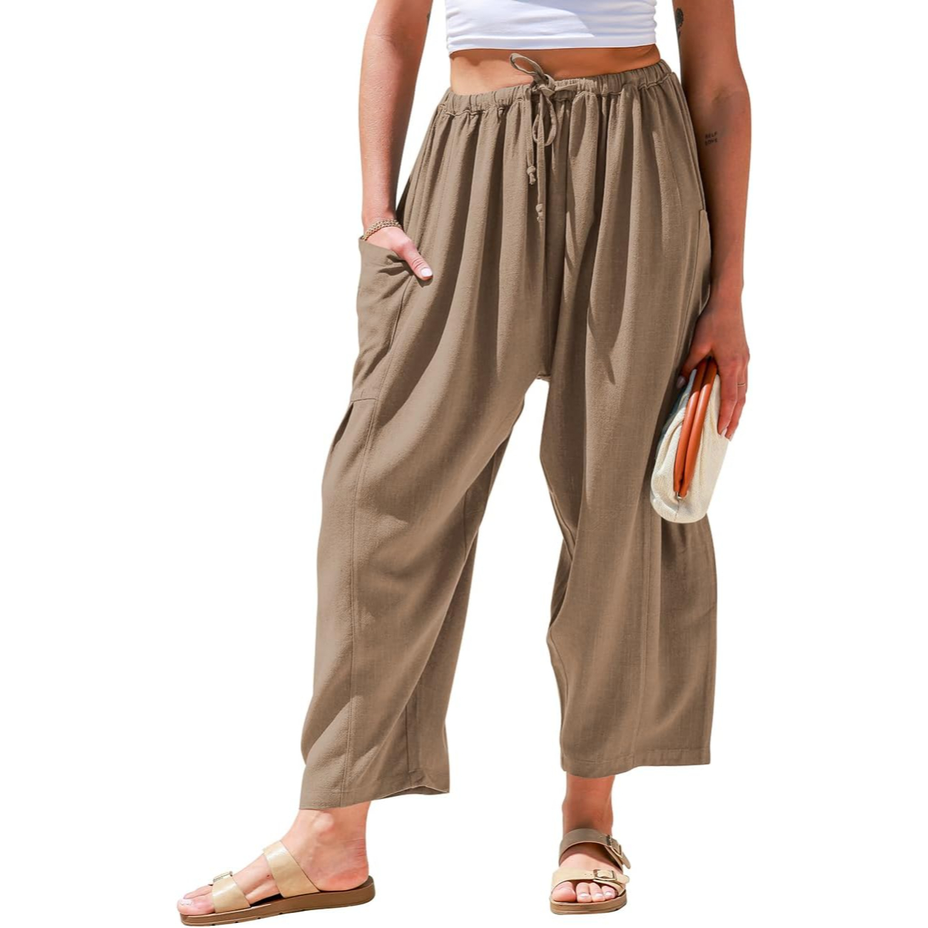 Casual Wide Fit Palazzo With Pockets For Travel And Vacation – waistband detail