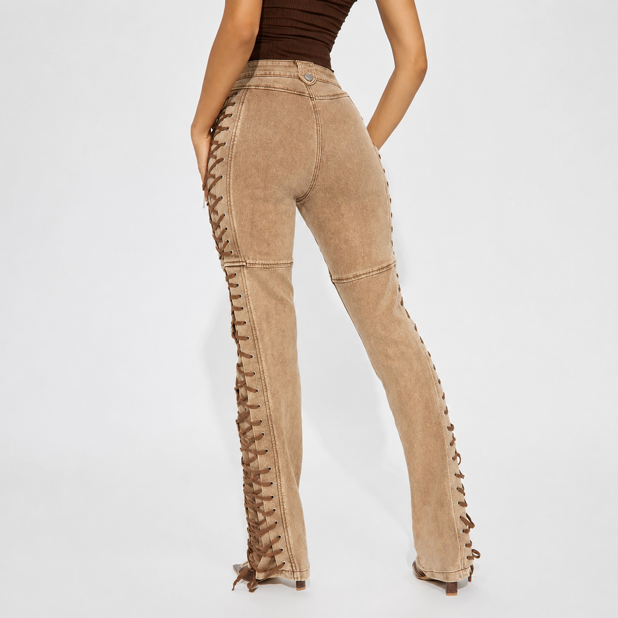 Casual Lace Up Detail Pant For Women