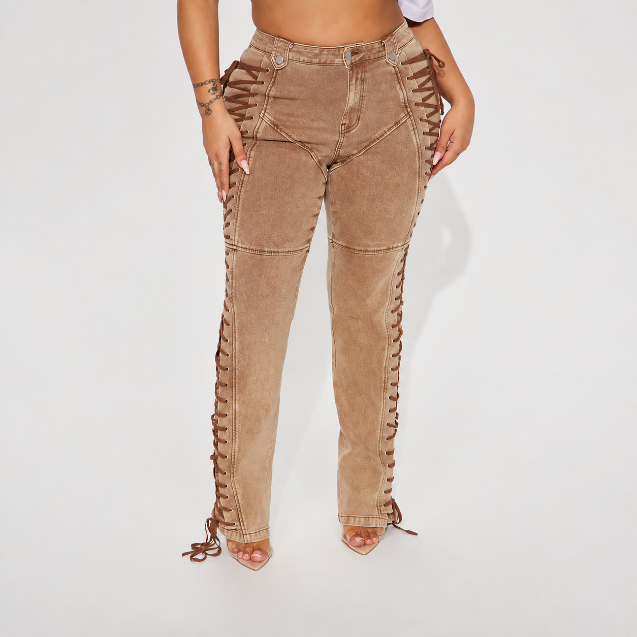 Casual Lace Up Detail Pant For Women