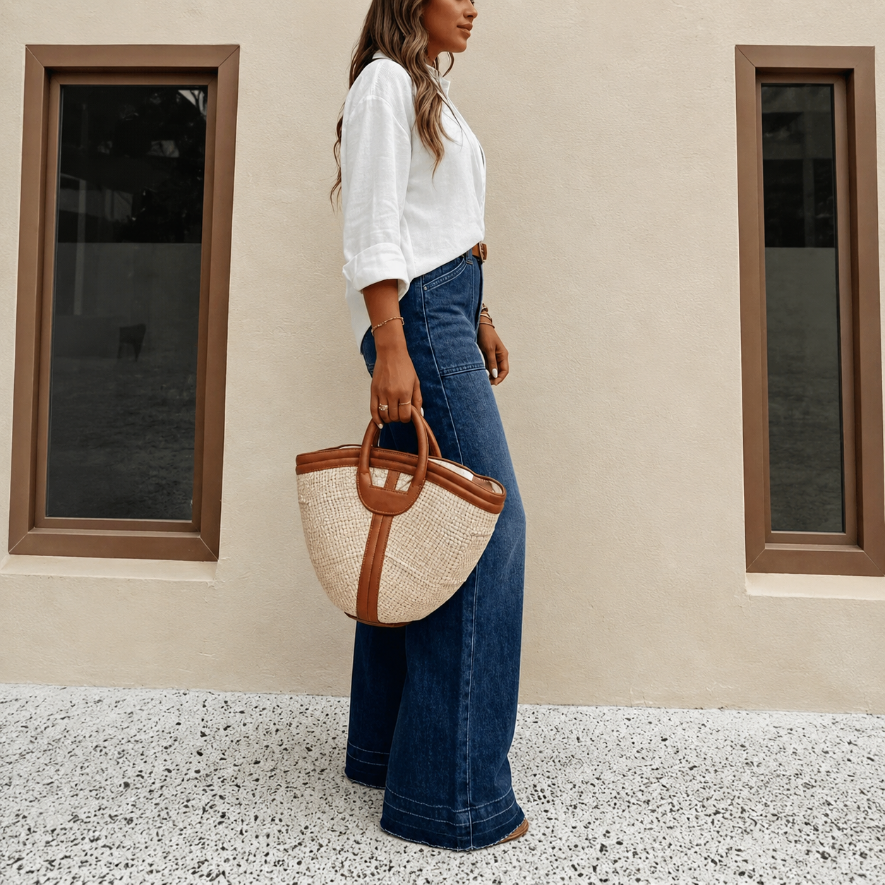 Casual Loose Fit Wide Denim Jeans For Women