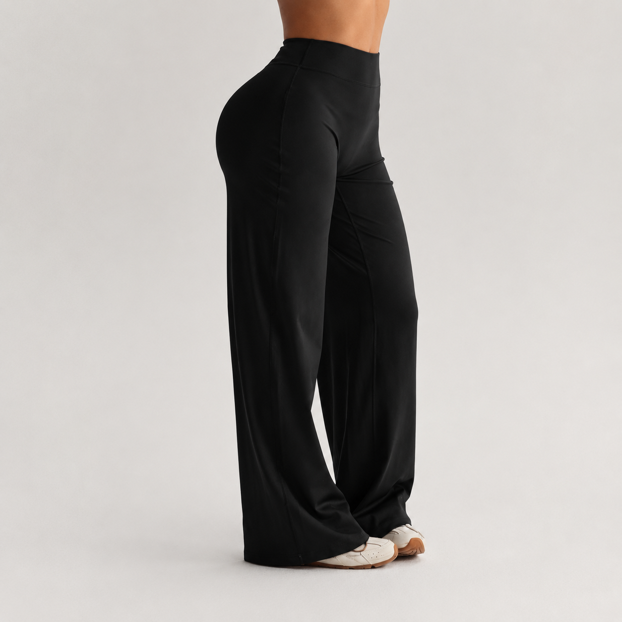 High Elastic Knit Fabric Casual Sports Flare Pants Leggings