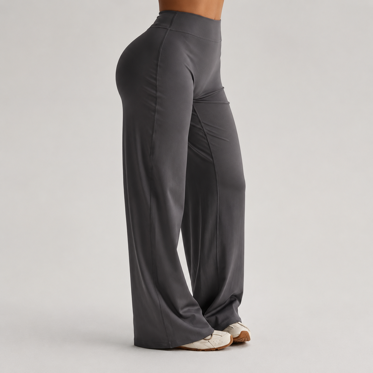 High Elastic Knit Fabric Casual Sports Flare Pants Leggings