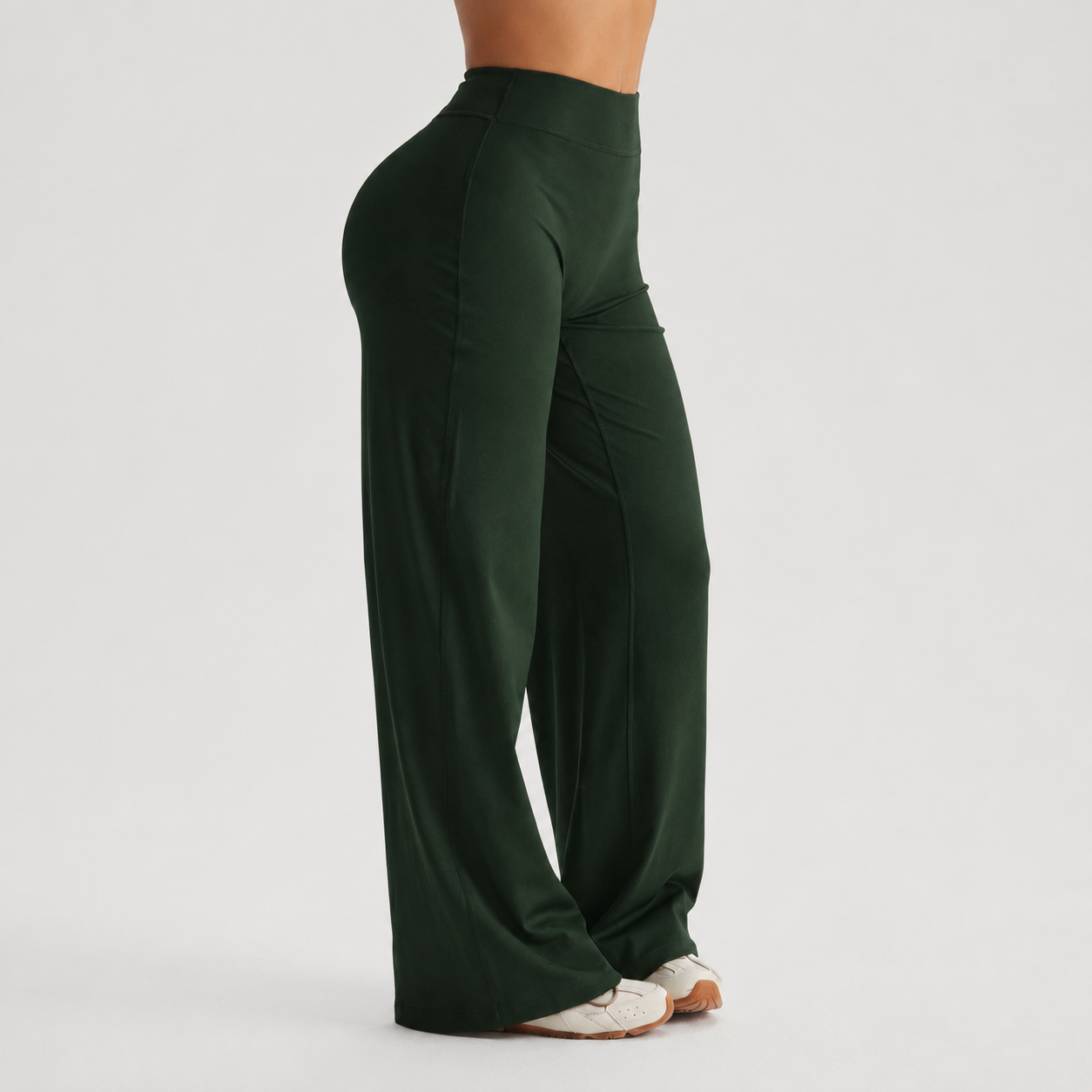 High Elastic Knit Fabric Casual Sports Flare Pants Leggings