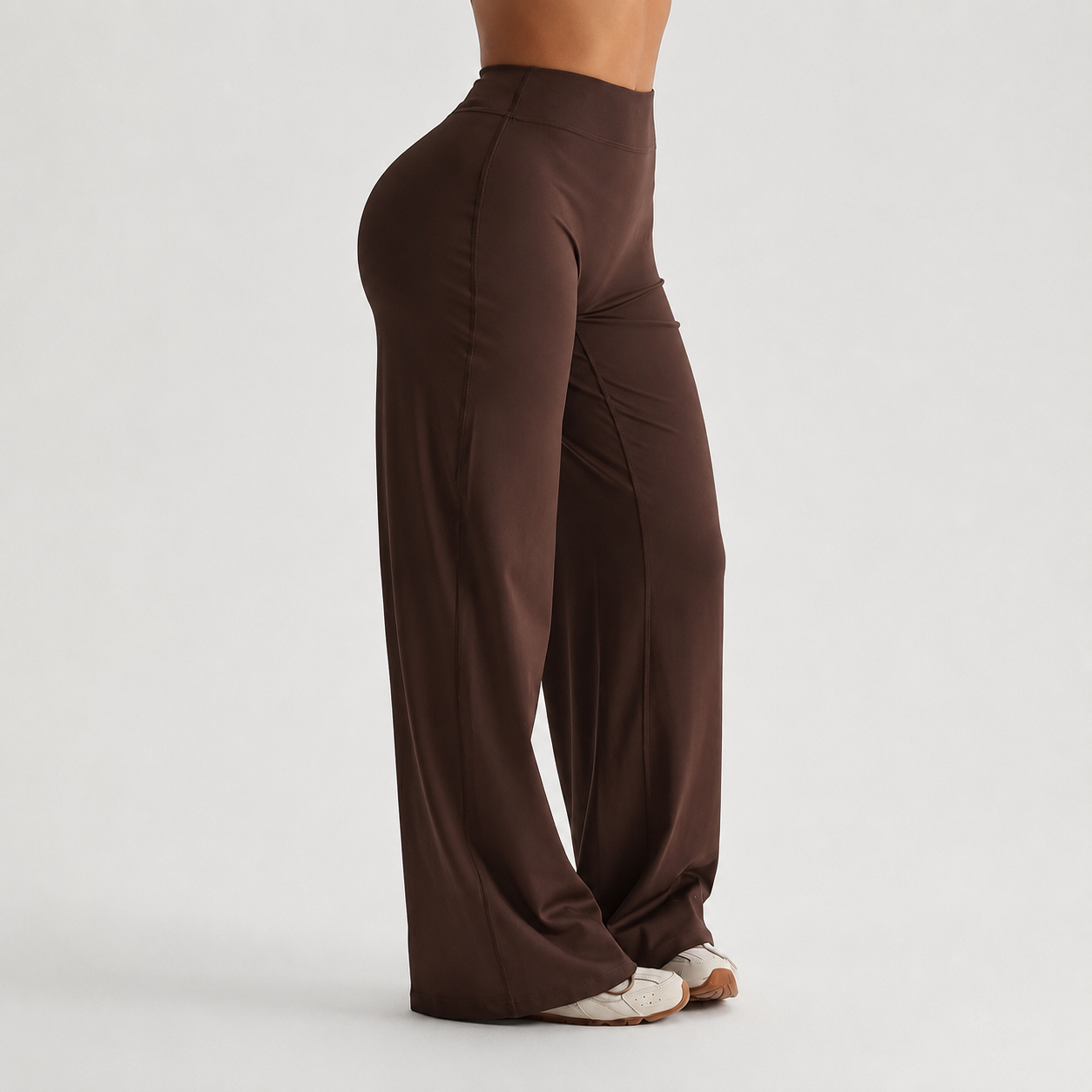 High Elastic Knit Fabric Casual Sports Flare Pants Leggings