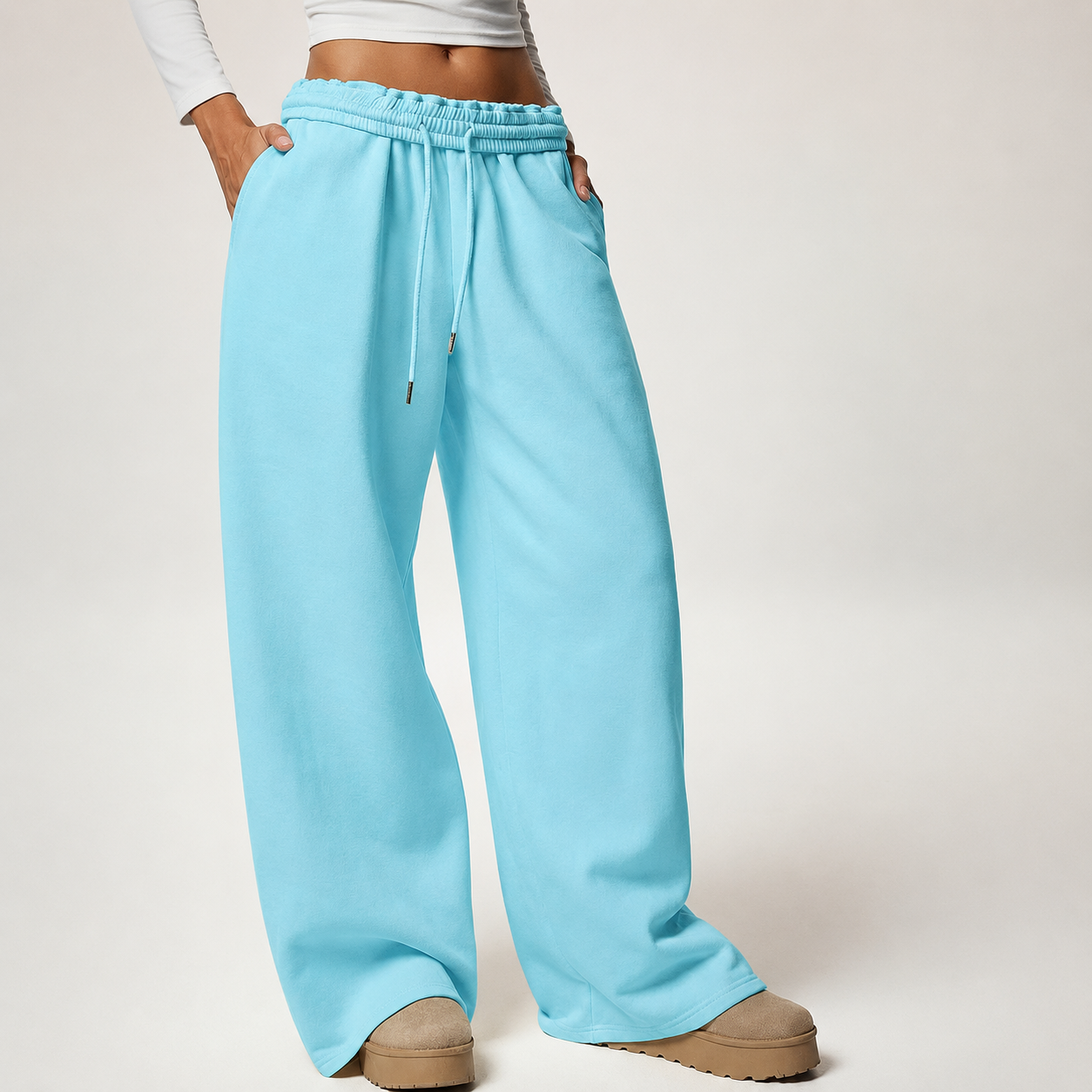 Thermal Lined High Waisted Loose Sweatpants