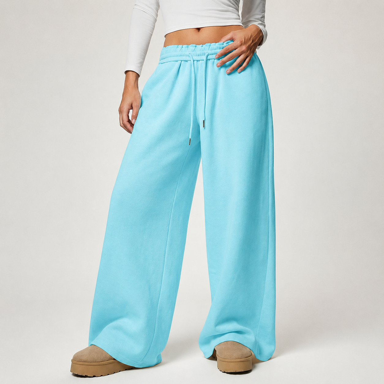 Thermal Lined High Waisted Loose Sweatpants