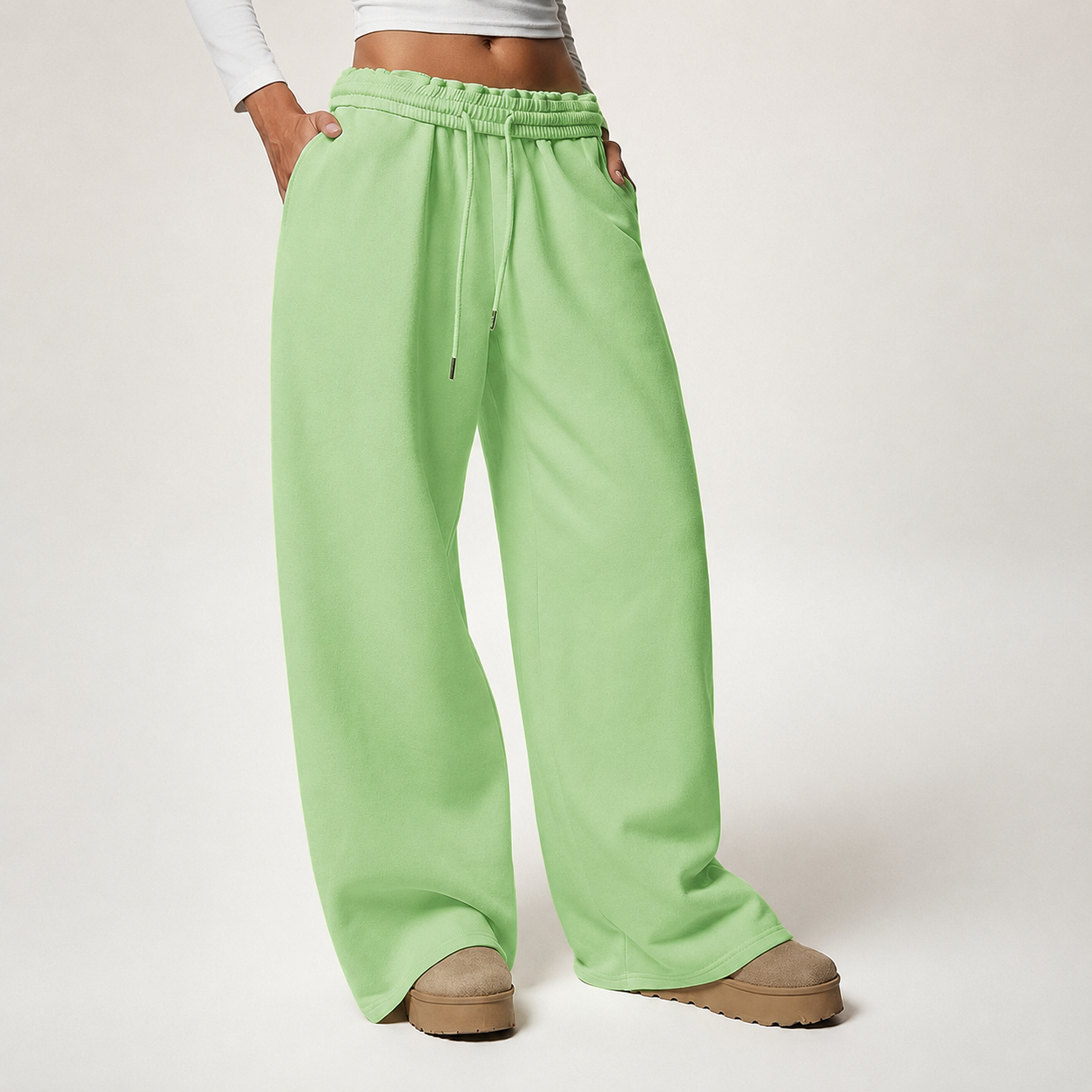Thermal Lined High Waisted Loose Sweatpants
