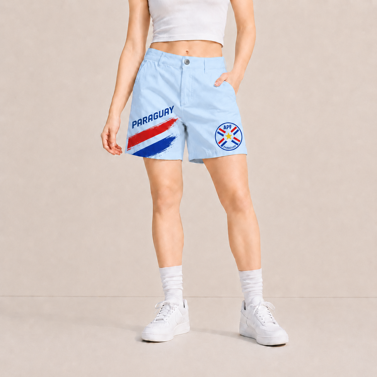 World Cup 2026 Paraguay Football Fan Printed Twill Shorts