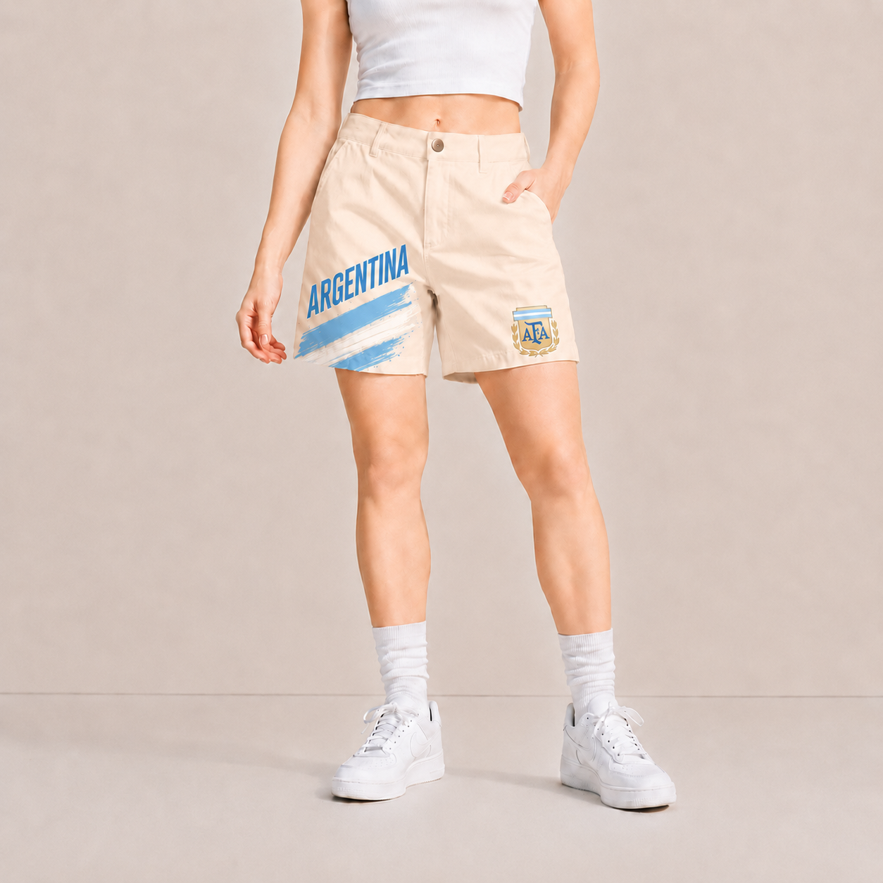 World Cup 2026 Argentina Football Fan Printed Twill Shorts
