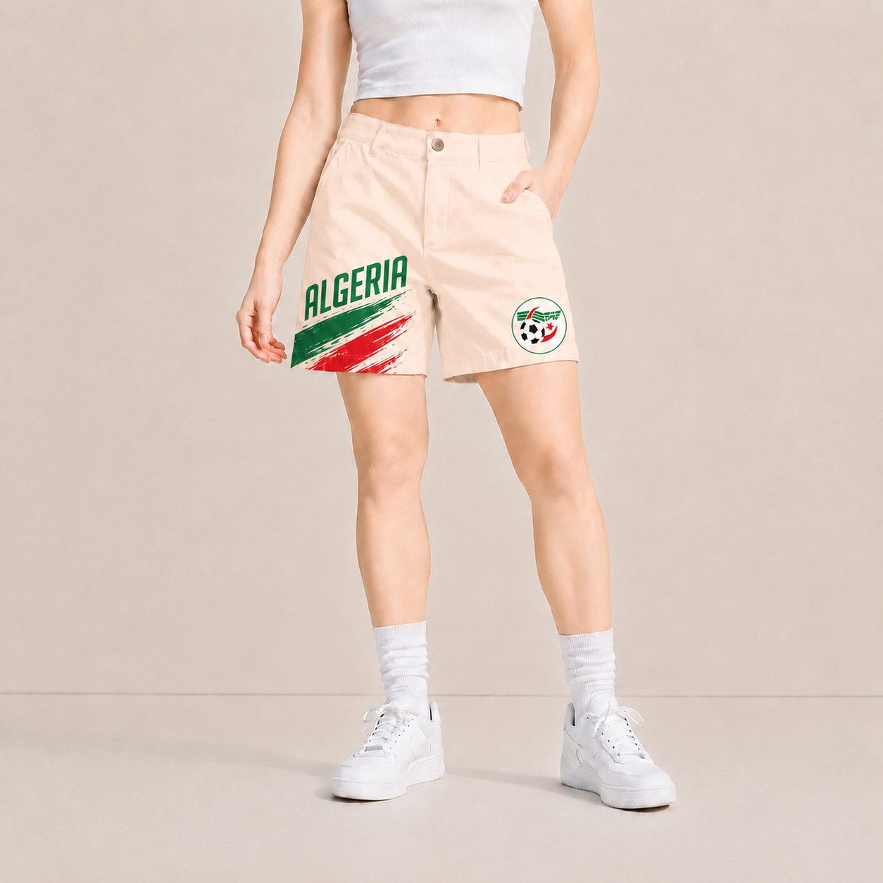 World Cup 2026 Algeria Football Fan Printed Twill Shorts