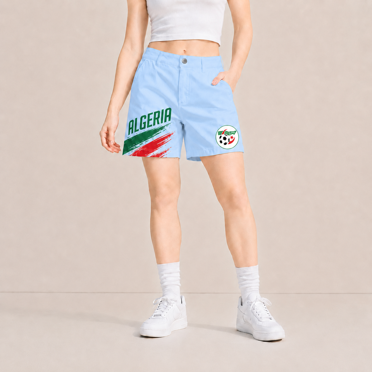 World Cup 2026 Algeria Football Fan Printed Twill Shorts