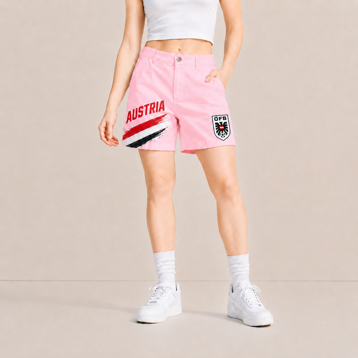 World Cup 2026 Austria Football Fan Printed Twill Shorts