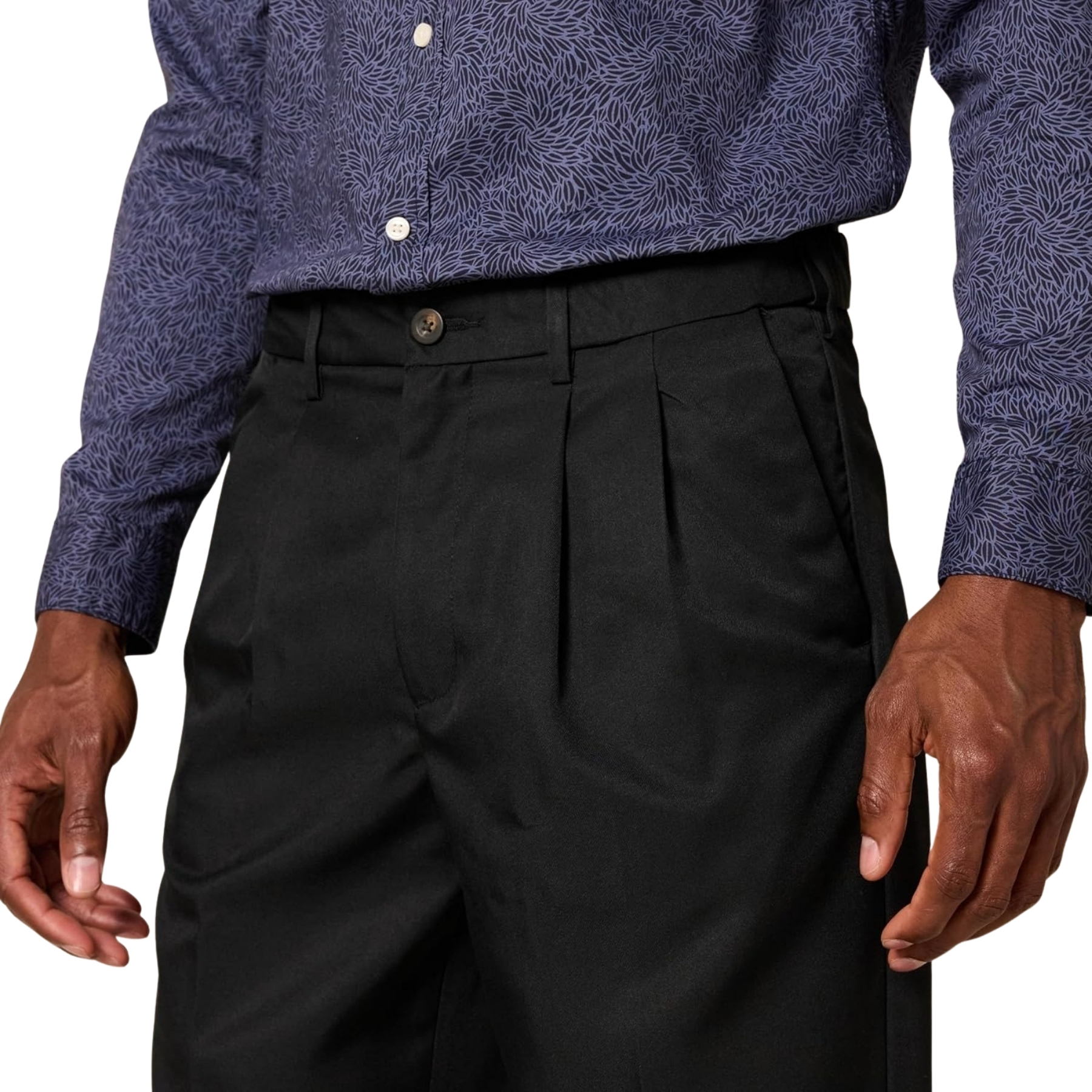 Formal Pleated Pants With Expandable Fit And Clean Tailored Look For Men – full length outfit view