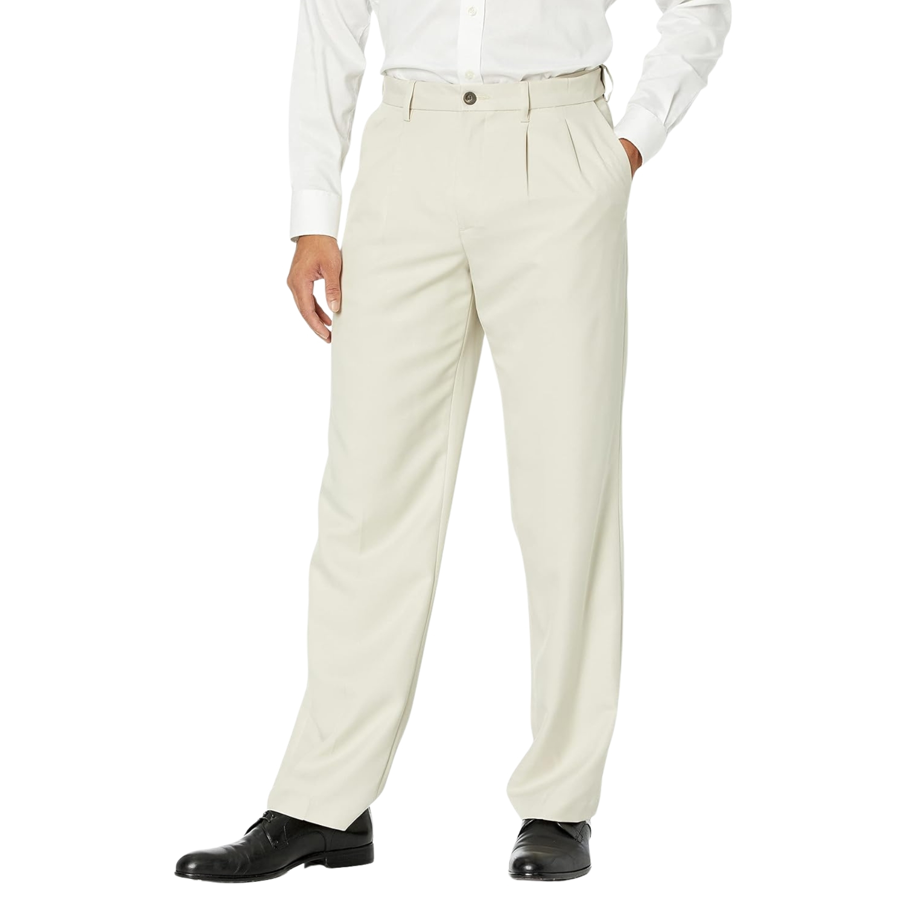 Formal Pleated Pants With Expandable Fit And Clean Tailored Look For Men – styled outfit view
