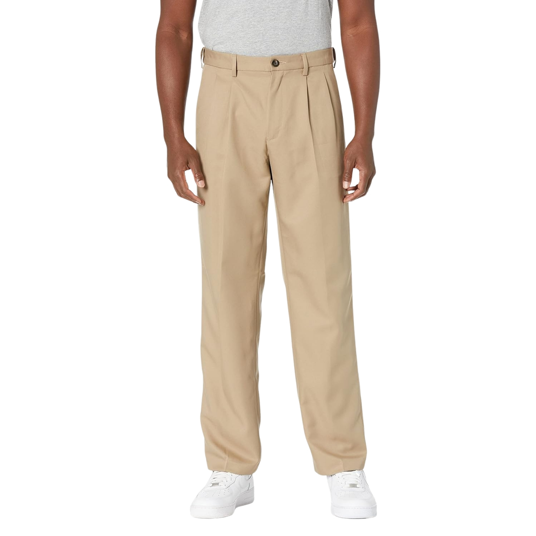 Formal Pleated Pants With Expandable Fit And Clean Tailored Look For Men – fabric detail close-up