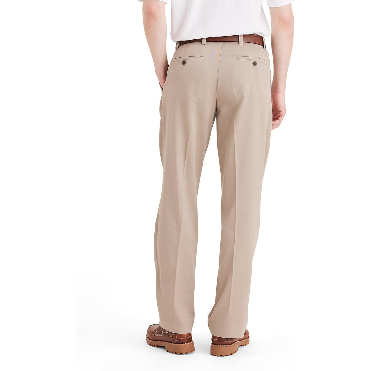 Classic Fit Pleated Casual Trousers For Men – back view detail