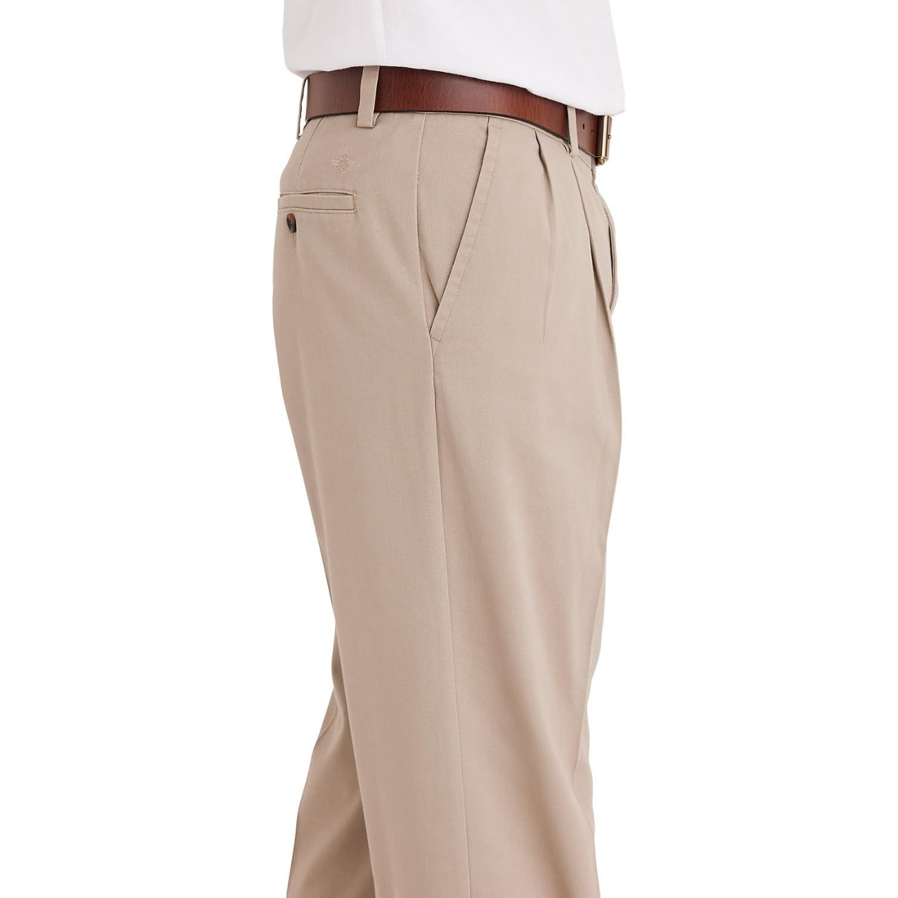 Classic Fit Pleated Casual Trousers For Men – side profile view