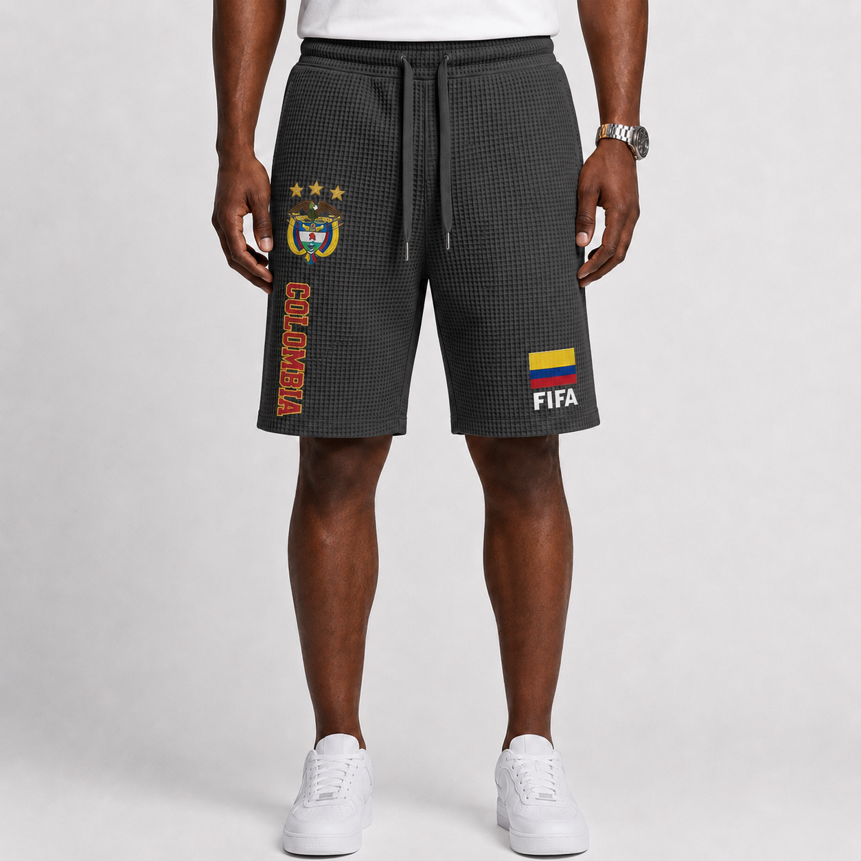 FIFA 2026 Colombia Printed Waffle Football Fan Shorts