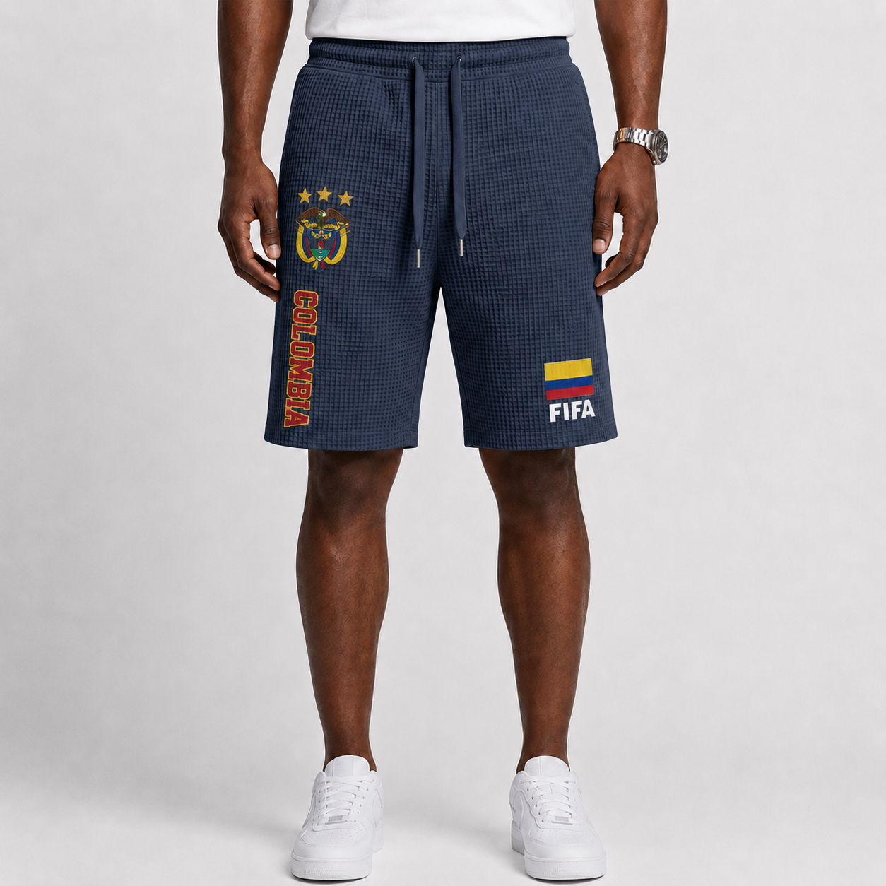 FIFA 2026 Colombia Printed Waffle Football Fan Shorts