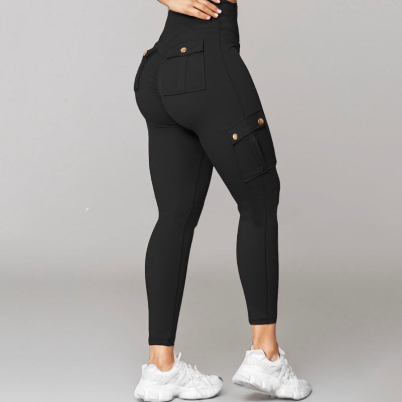 Comfy Curve Enhancing Cargo Leggings – side profile view