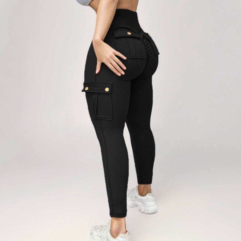 Comfy Curve Enhancing Cargo Leggings – back view detail