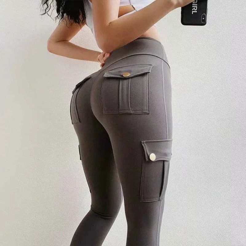 Comfy Curve Enhancing Cargo Leggings – fabric detail close-up