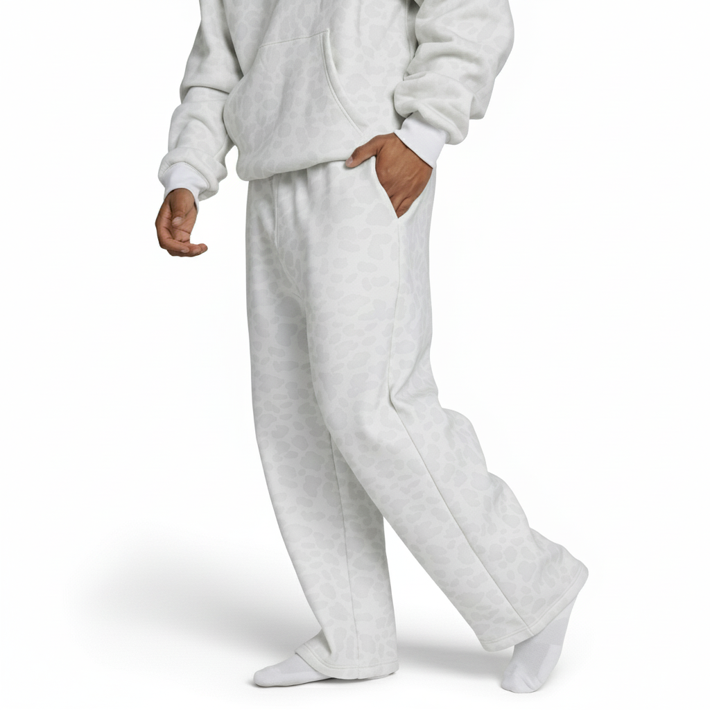 Cozy Leopard Print Sweatpants – women's cargo pants front view