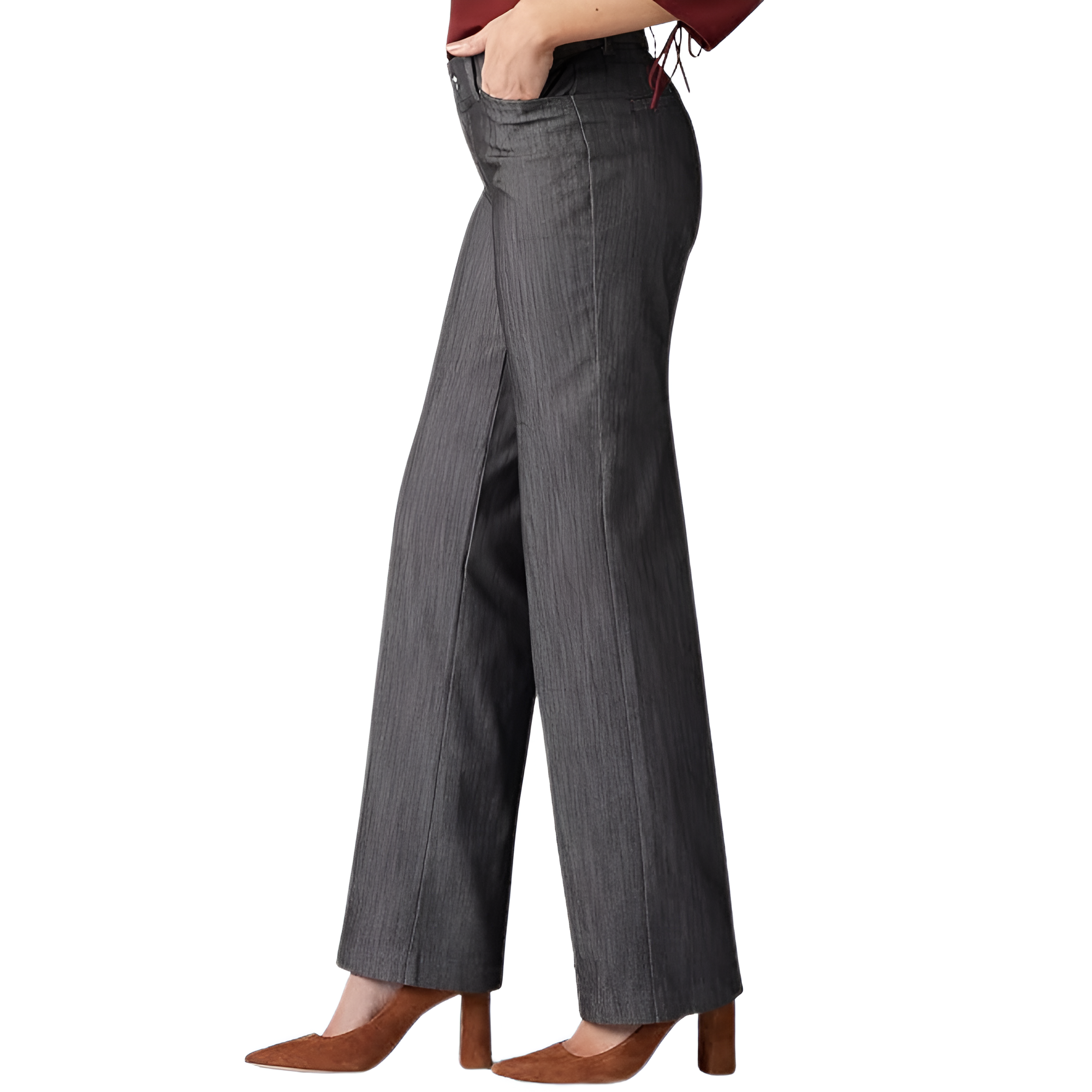 Mid Rise Regular Fit Work Trousers Pants For Women – side profile view