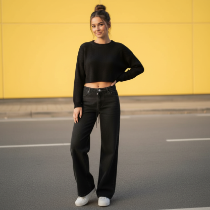 Effortless Vintage Style Low Rise Wide Jeans