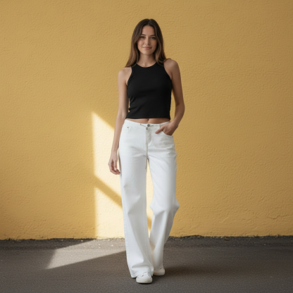 Effortless Vintage Style Low Rise Wide Jeans