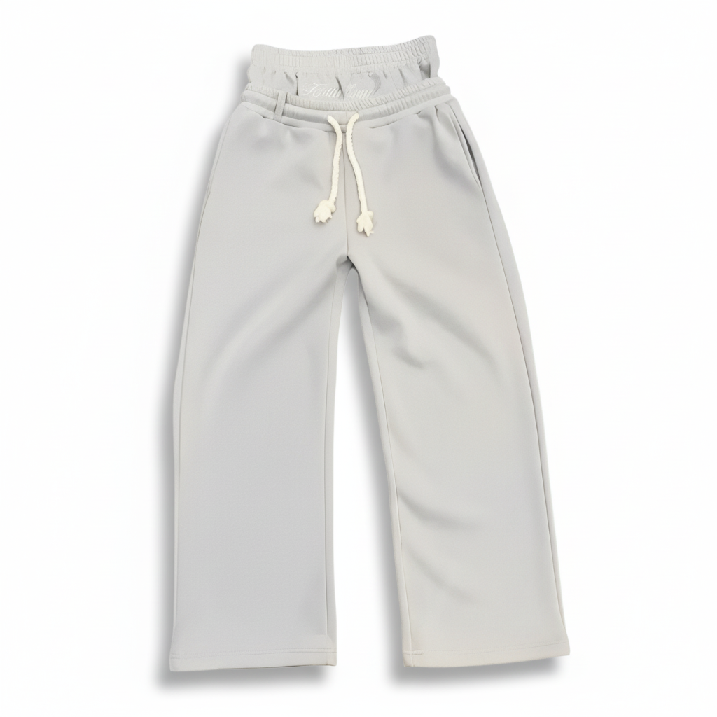 Loose Drawstring Double Layer Embroidered Casual Pants