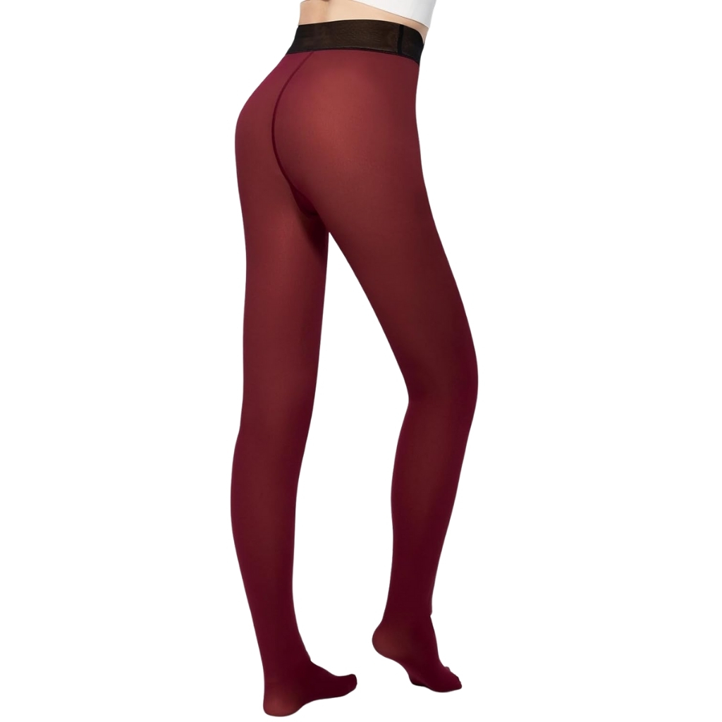 Fleece Lined Thermal Tights For Women With Translucent Look - Stretch Co – styled outfit view