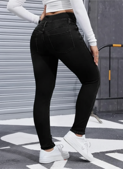 High Elasticity Fleece Lined Thick Denim Jeans for Women