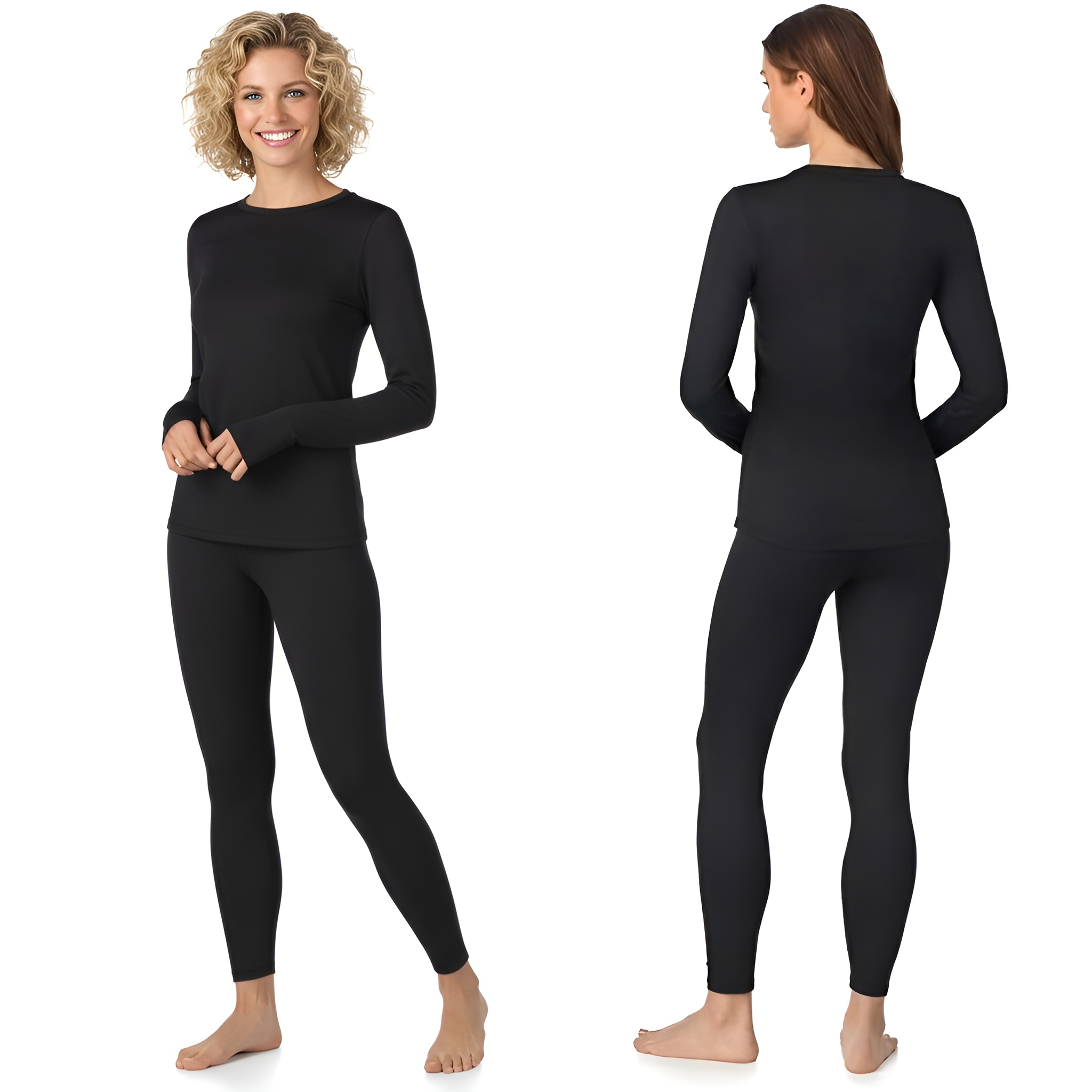 Long Sleeve Fleece Lined Thermal Base Layer Shirt And Leggin – side profile view