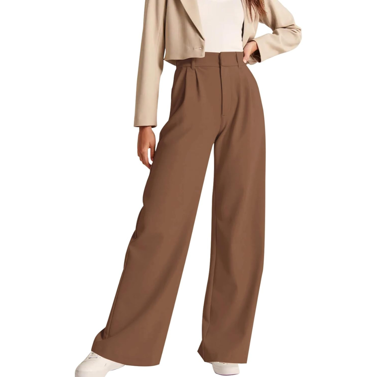High Rise Formal Trousers With Pockets For Women – fabric detail close-up