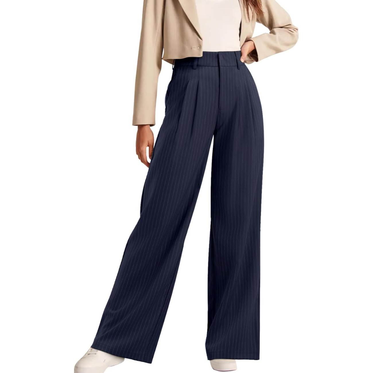 High Rise Formal Trousers With Pockets For Women – model wearing view