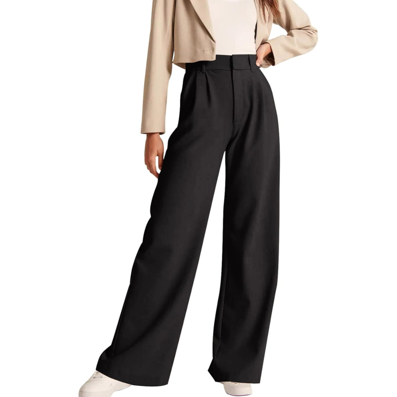 High Rise Formal Trousers With Pockets For Women – women's cargo pants front view