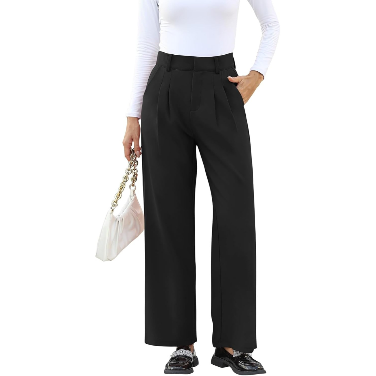 High Rise Formal Trousers With Pockets For Women – side profile view