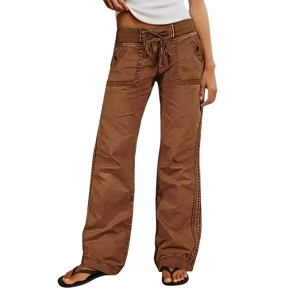 High Stretch Adjustable Straight Pants For Women – full length outfit view