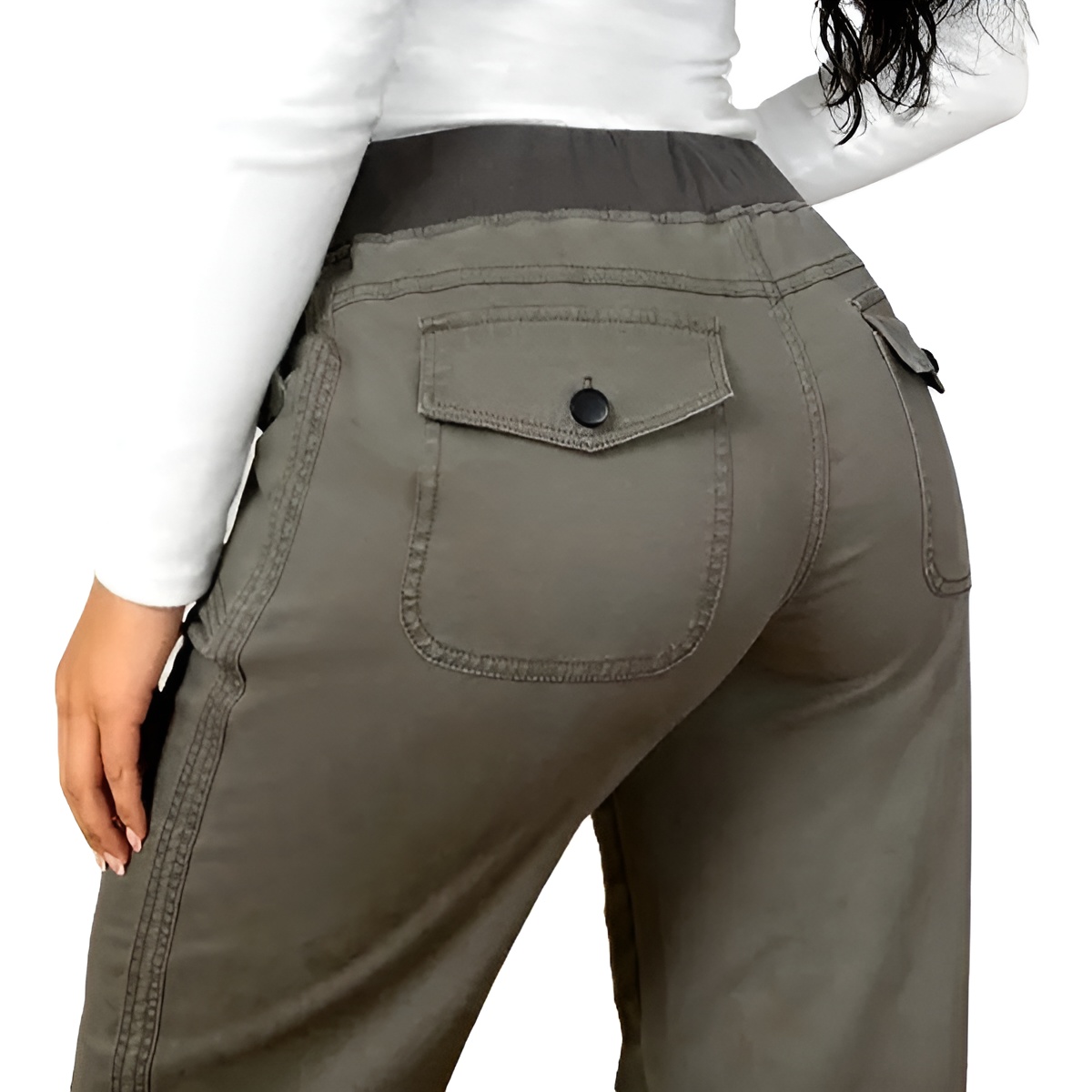High Stretch Adjustable Straight Pants For Women – pocket detail close-up