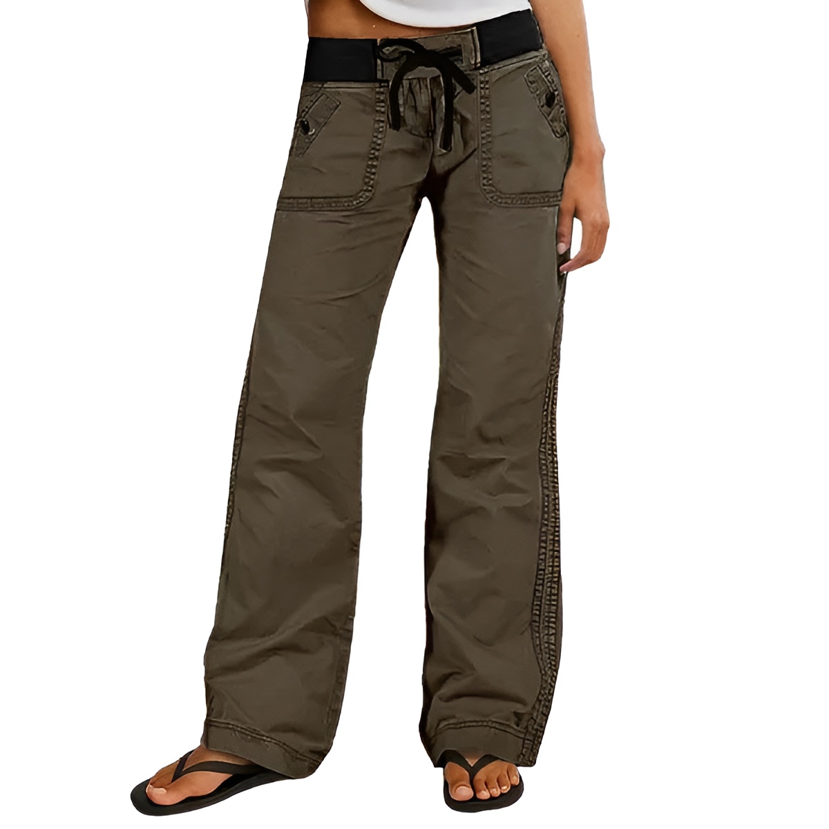 High Stretch Adjustable Straight Pants For Women – waistband detail