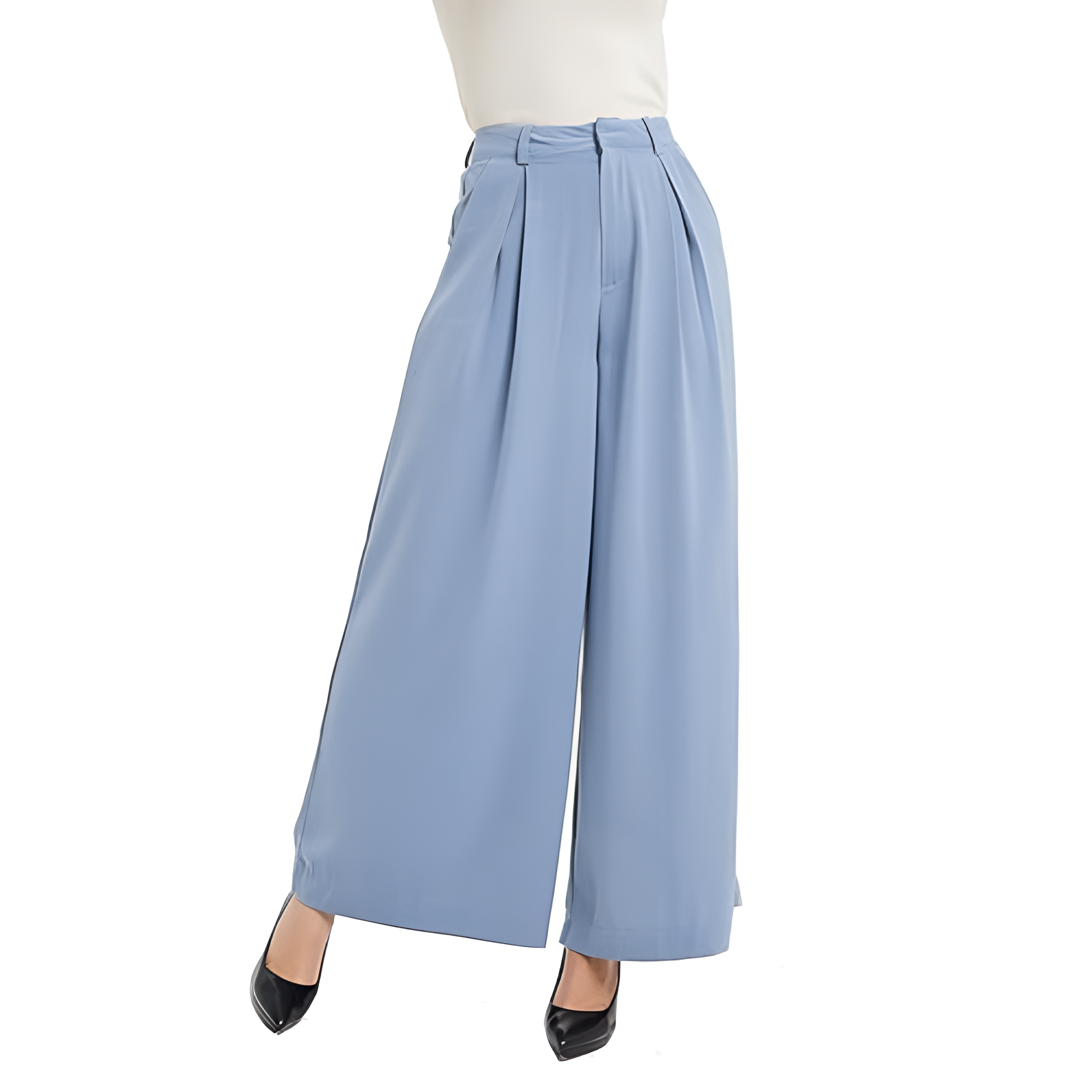 High Rise Wide Fit Casual Long Palazzo Pants For Women  – lifestyle view 14