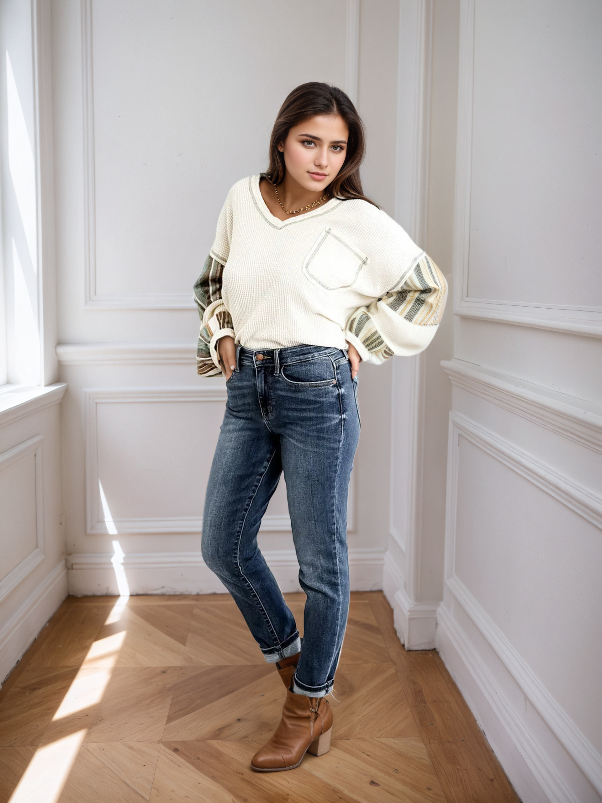 Women's JB Tummy Control Butt Lifting Jeans – styled outfit view