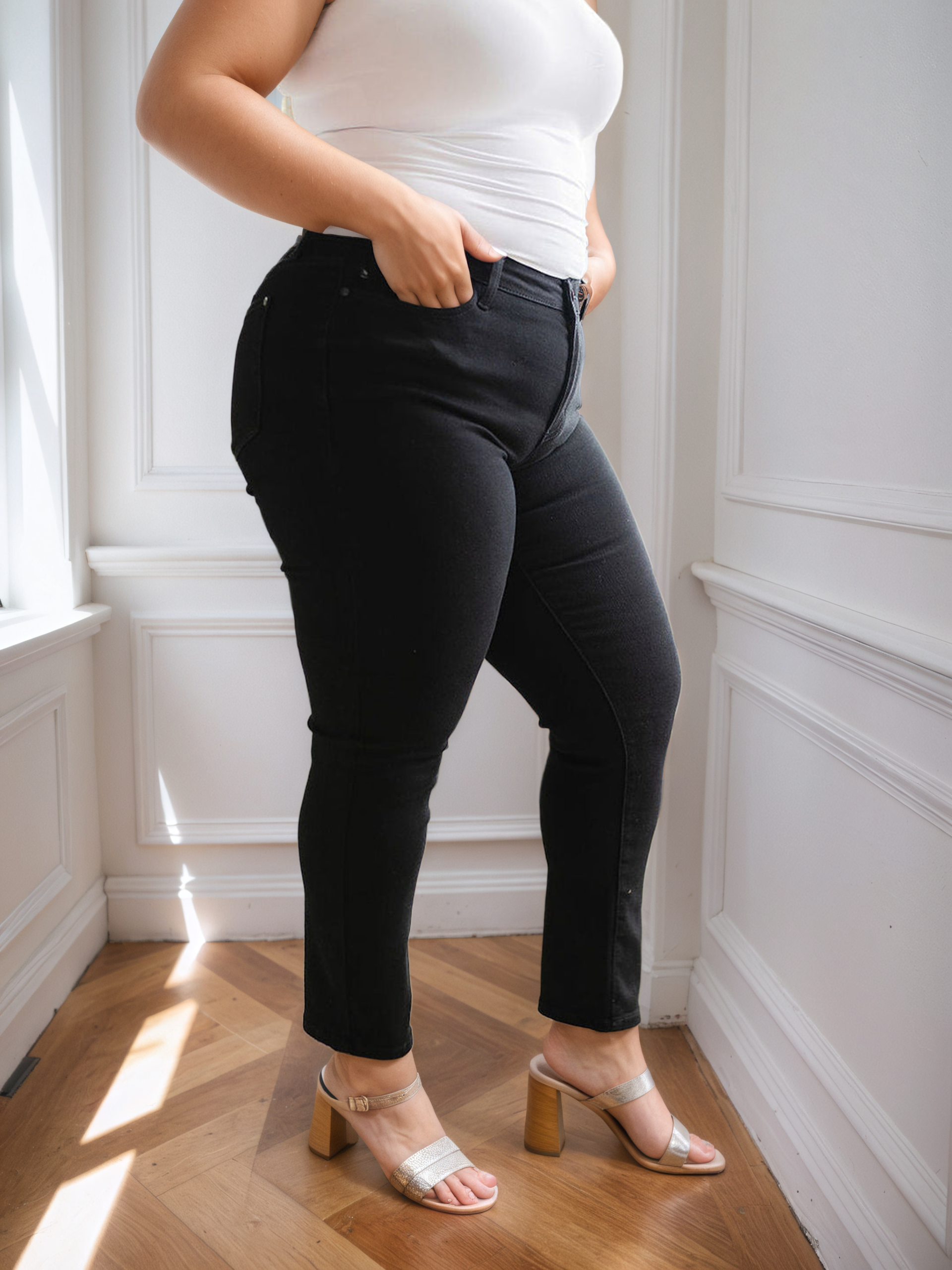 Women's JB Tummy Control Butt Lifting Jeans – model wearing view