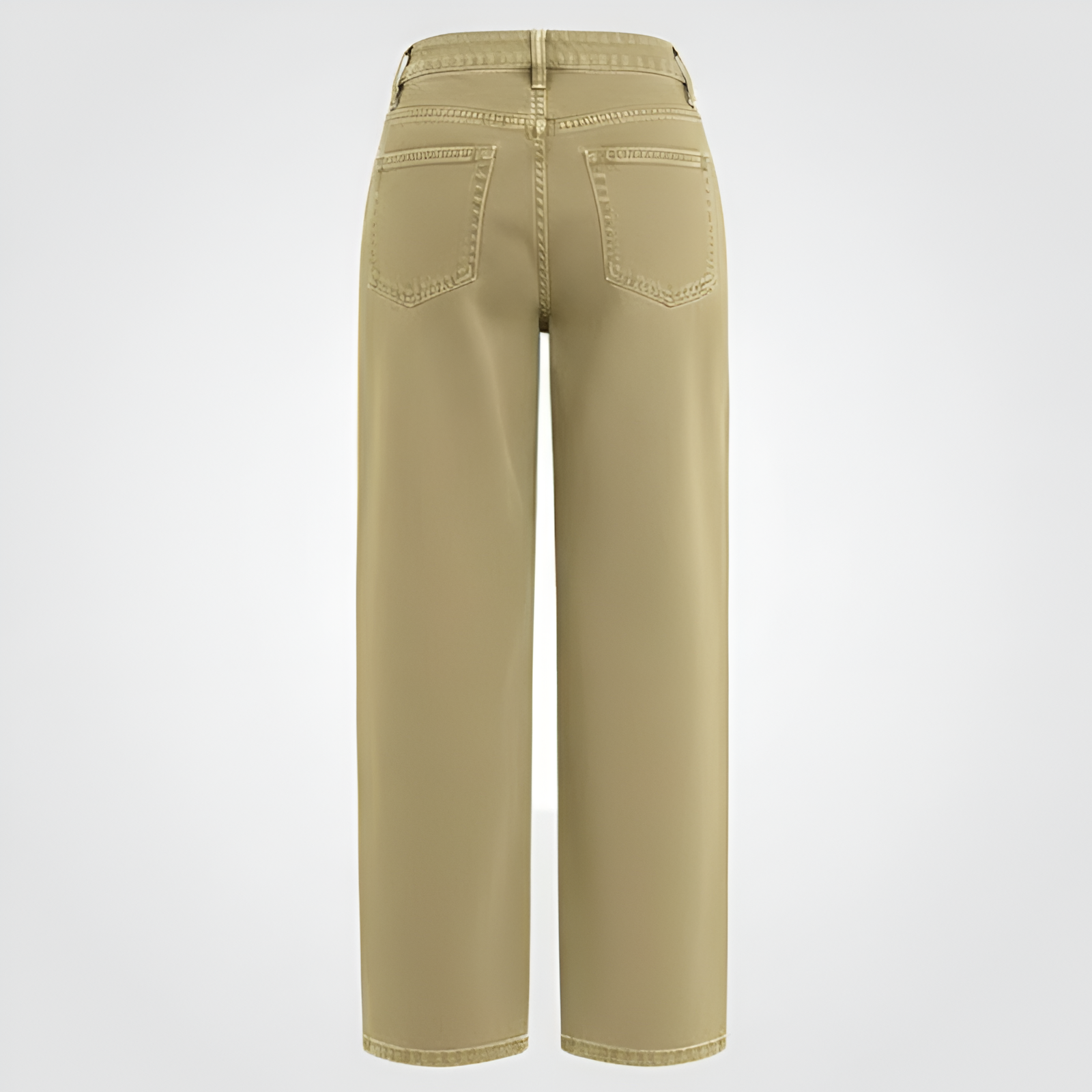 Solid Seam Front Mid Rise Straight Leg Pants Mid Rise Stretch Fabric Casual Trousers - Image 9